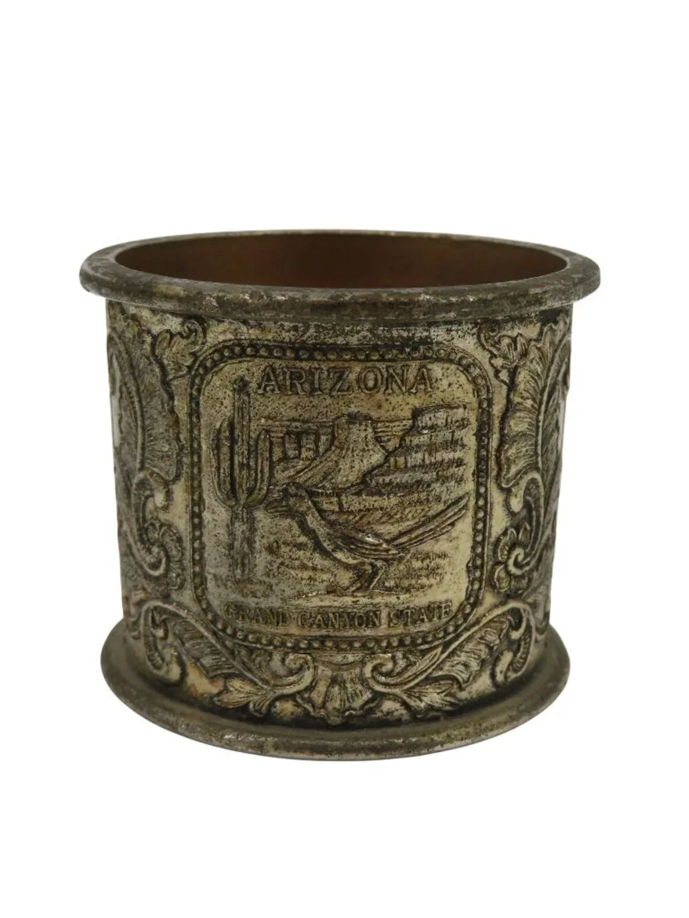 VTG Arizona Silver Tone Metal Shot Glass Souvenir Cup AZ State Travel Retro